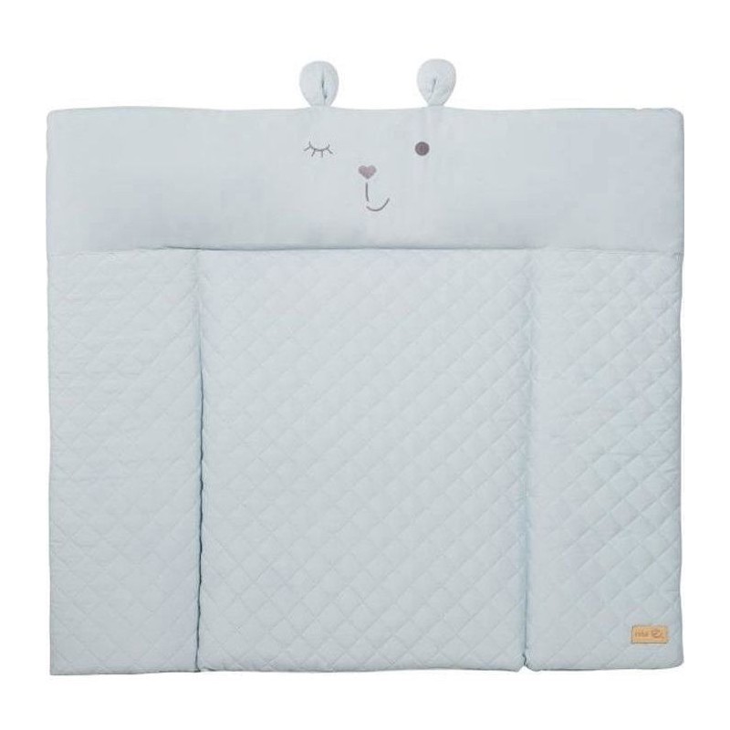Matelas a langer - ROBA - Visage d'ours Benny - 85 x 75 cm - Bleu clai