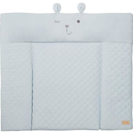 Matelas a langer - ROBA - Visage d'ours Benny - 85 x 75 cm - Bleu clai