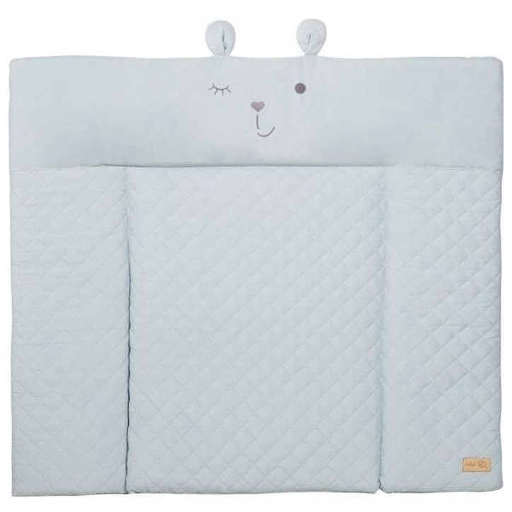 Matelas a langer - ROBA - Visage d'ours Benny - 85 x 75 cm - Bleu clair