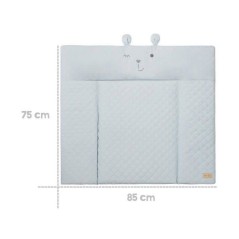 Matelas a langer - ROBA - Visage d'ours Benny - 85 x 75 cm - Bleu clair