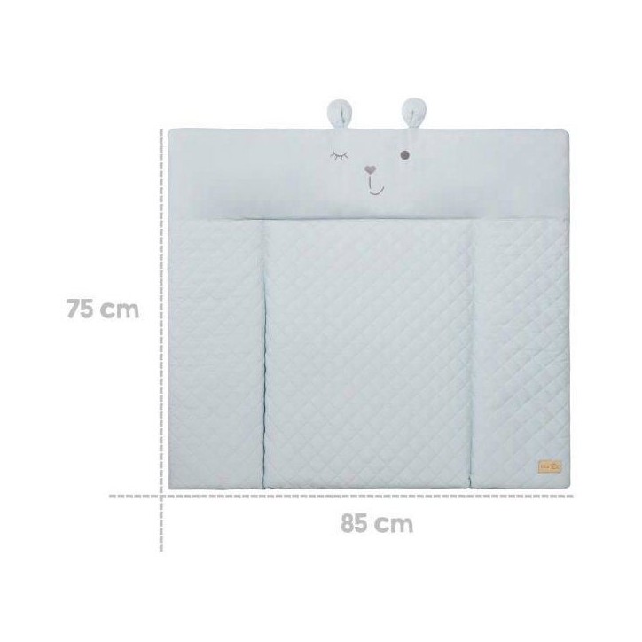 Matelas a langer - ROBA - Visage d'ours Benny - 85 x 75 cm - Bleu clair