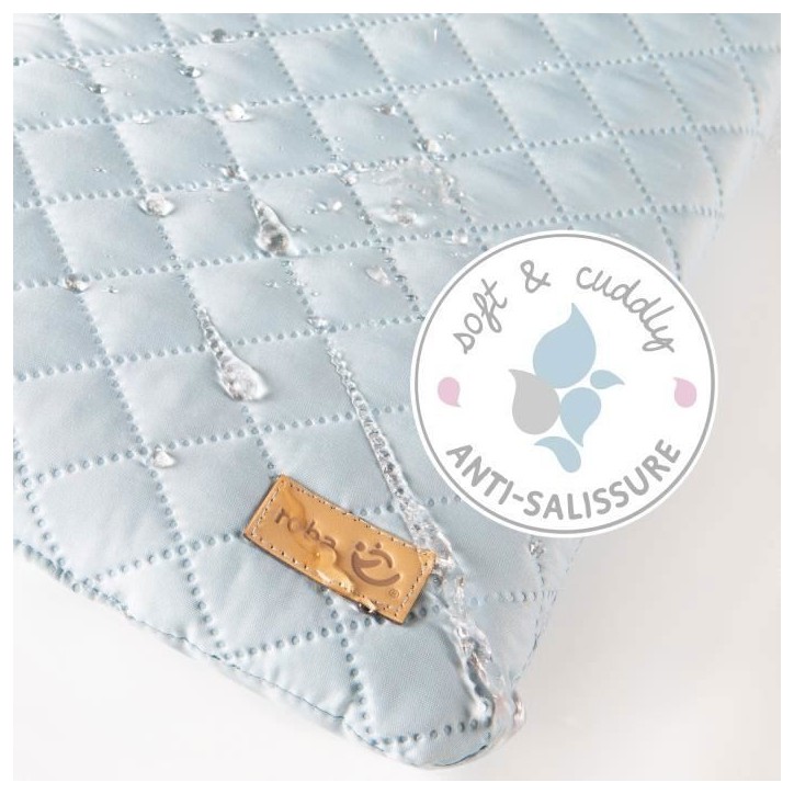 Matelas a langer - ROBA - Visage d'ours Benny - 85 x 75 cm - Bleu clair