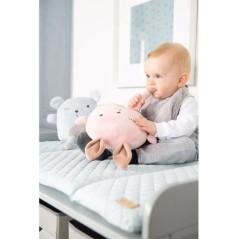 Matelas a langer - ROBA - Visage d'ours Benny - 85 x 75 cm - Bleu clai