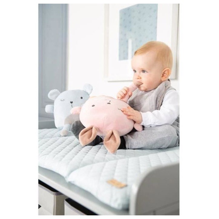 Matelas a langer - ROBA - Visage d'ours Benny - 85 x 75 cm - Bleu clair