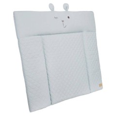 Matelas a langer - ROBA - Visage d'ours Benny - 85 x 75 cm - Bleu clai