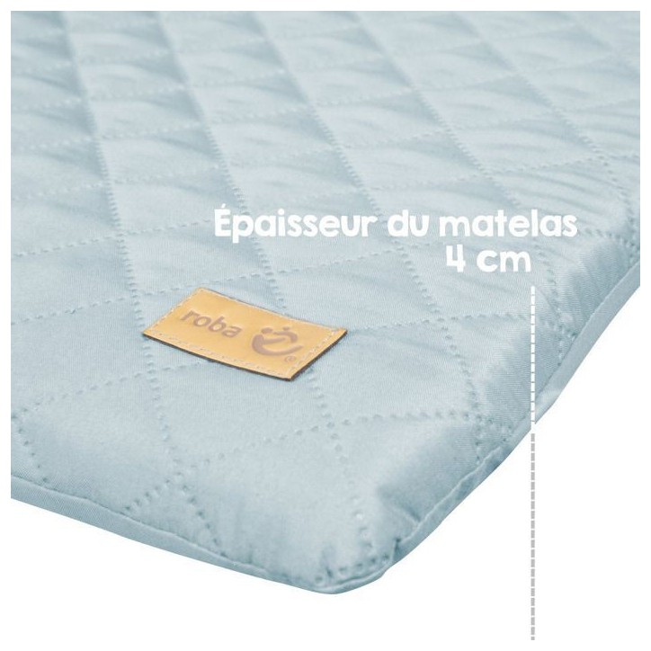 Matelas a langer - ROBA - Visage d'ours Benny - 85 x 75 cm - Bleu clair