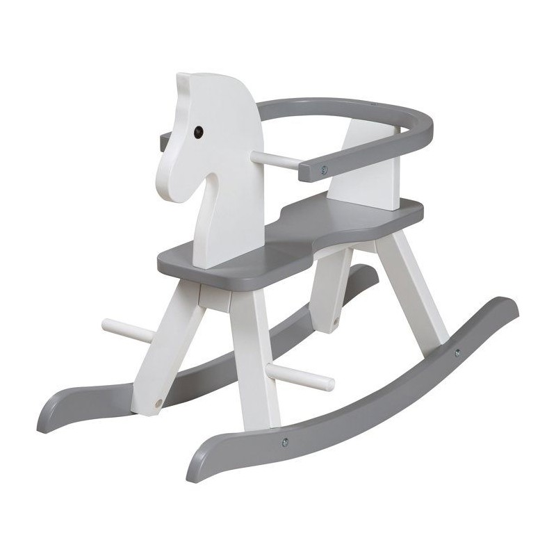 Cheval a bascule en bois - ROBA - Arceau de protection amovible - Blan