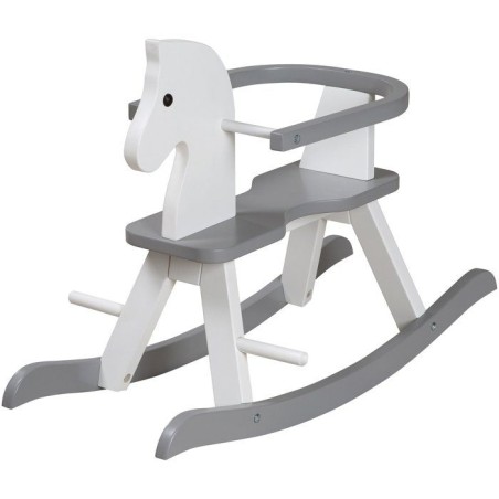 Cheval a bascule en bois - ROBA - Arceau de protection amovible - Blan