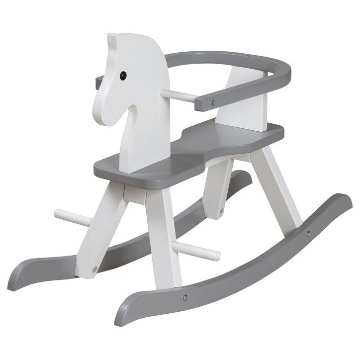 Cheval a bascule en bois - ROBA - Arceau de protection amovible - Blanc laqué Cheval a bascule en bois - ROBA - Arceau de protection amovible - Blanc laqué