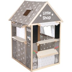 Maisonnette 4-en-1 - ROBA - Bois et tissu - 4 faces : Théâtre, épic