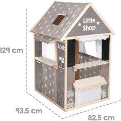 Maisonnette 4-en-1 - ROBA - Bois et tissu - 4 faces : Théâtre, épic