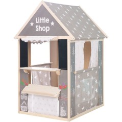 Maisonnette 4-en-1 - ROBA - Bois et tissu - 4 faces : Théâtre, épic