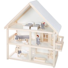 Maison de poupée en bois - ROBA - 3 étages avec 16 pieces de mobilie