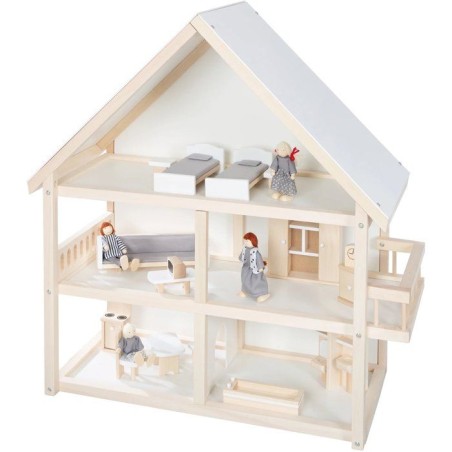 Maison de poupée en bois - ROBA - 3 étages avec 16 pieces de mobilie