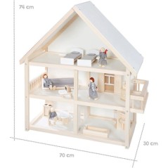 Maison de poupée en bois - ROBA - 3 étages avec 16 pieces de mobilie