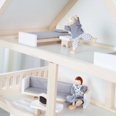 Maison de poupée en bois - ROBA - 3 étages avec 16 pieces de mobilie