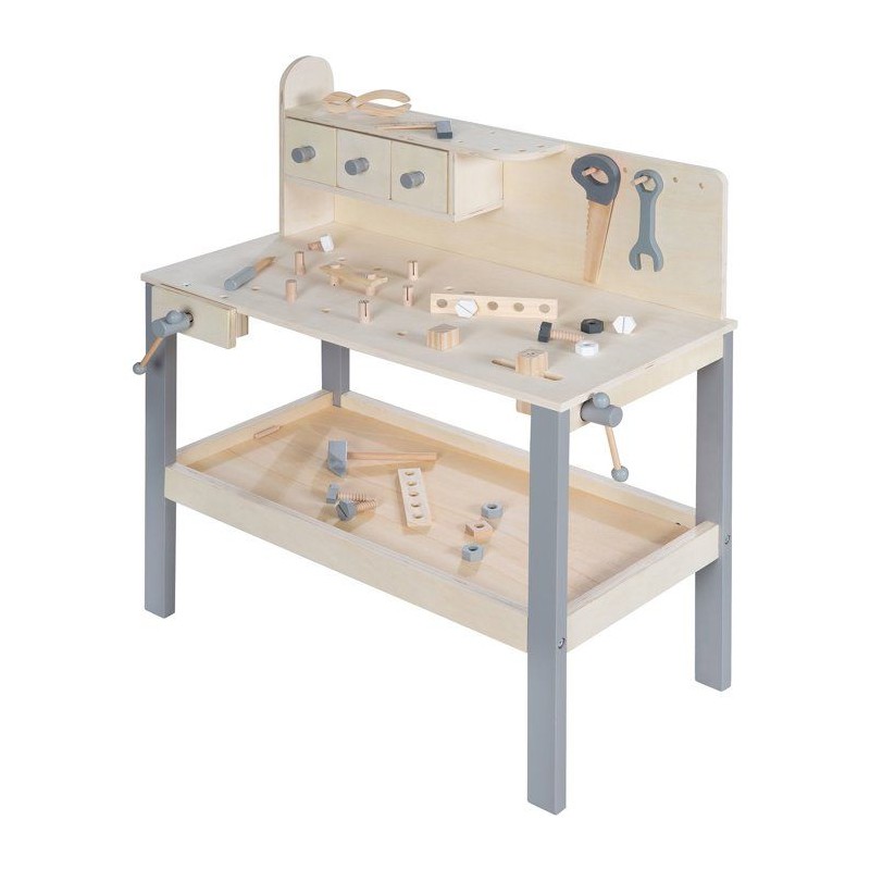 Grand établi en bois pour enfant - ROBA - Avec Kit d'outils - Grand p