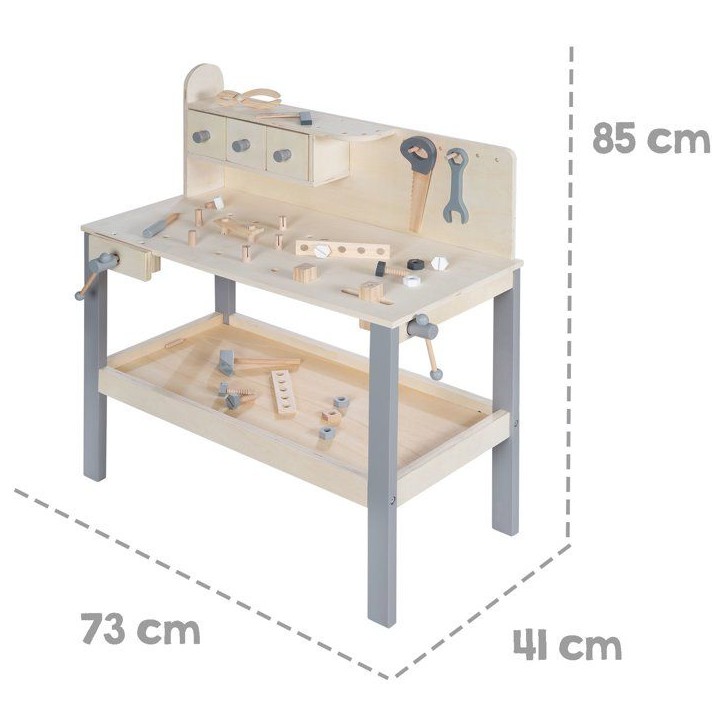 Grand établi en bois pour enfant - ROBA - Avec Kit d'outils - Grand plan de travail - Étagere Grand établi en bois pour enfant - ROBA - Avec Kit d'outils - Grand plan de travail - Étagere