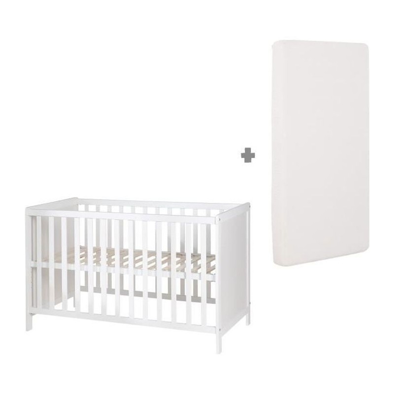 Lit bébé cododo 2-en-1 - 60 x 130 cm - ROBA - Blanc