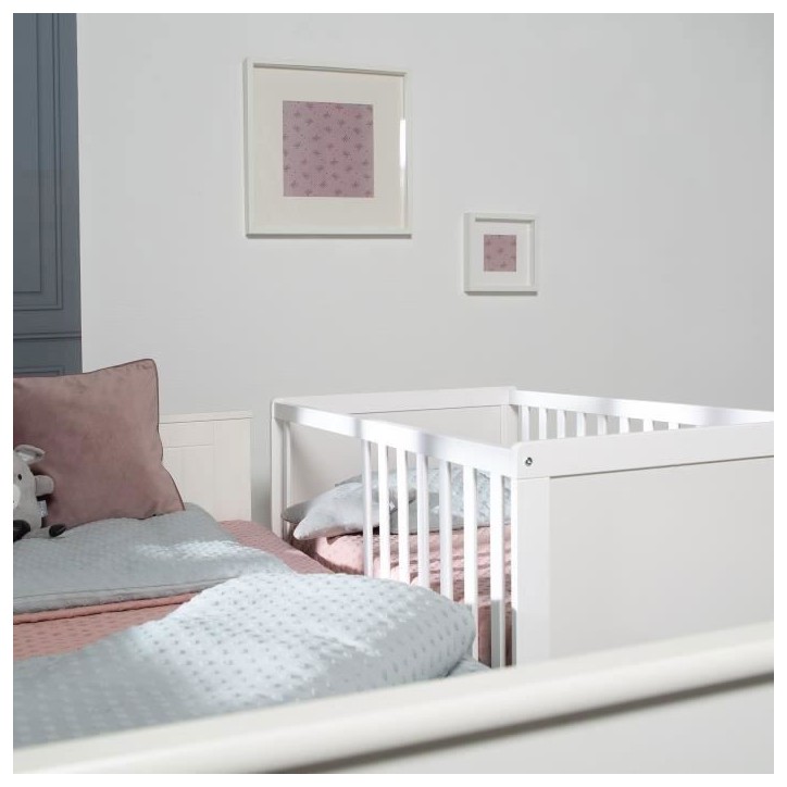 Lit bébé cododo 2-en-1 - 60 x 130 cm - ROBA - Blanc Lit bébé cododo 2-en-1 - 60 x 130 cm - ROBA - Blanc