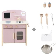Cuisine en bois pour enfant - ROBA - Équipée avec accessoires - Rose