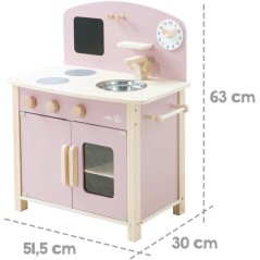 Cuisine en bois pour enfant - ROBA - Équipée avec accessoires - Rose