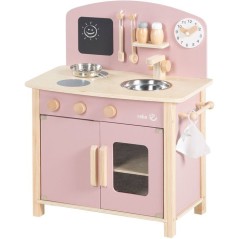 Cuisine en bois pour enfant - ROBA - Équipée avec accessoires - Rose
