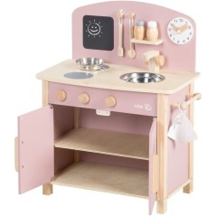 Cuisine en bois pour enfant - ROBA - Équipée avec accessoires - Rose