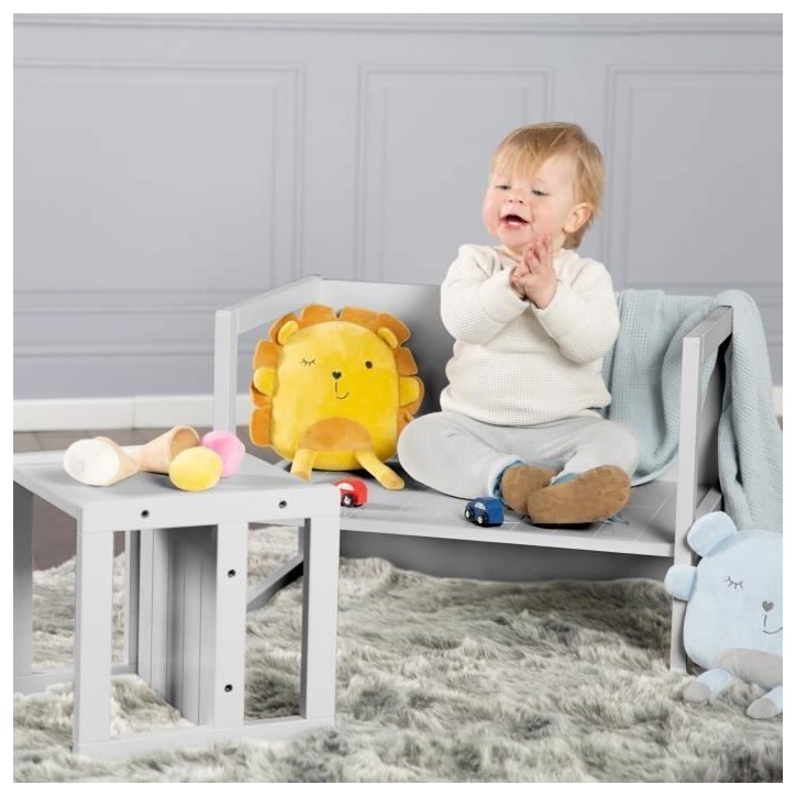 Tabouret évolutif enfant - ROBA - 3 hauteurs - Style campagne - Gris Tabouret évolutif enfant - ROBA - 3 hauteurs - Style campagne - Gris