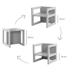 Tabouret évolutif enfant - ROBA - 3 hauteurs - Style campagne - Gris