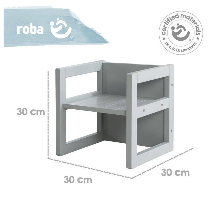 Tabouret évolutif enfant - ROBA - 3 hauteurs - Style campagne - Gris Tabouret évolutif enfant - ROBA - 3 hauteurs - Style campagne - Gris