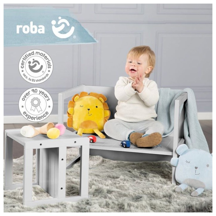 Tabouret évolutif enfant - ROBA - 3 hauteurs - Style campagne - Gris Tabouret évolutif enfant - ROBA - 3 hauteurs - Style campagne - Gris