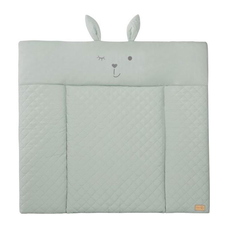 Matelas a langer - ROBA - Visage de lapin - 85 x 75 cm - Vert givré