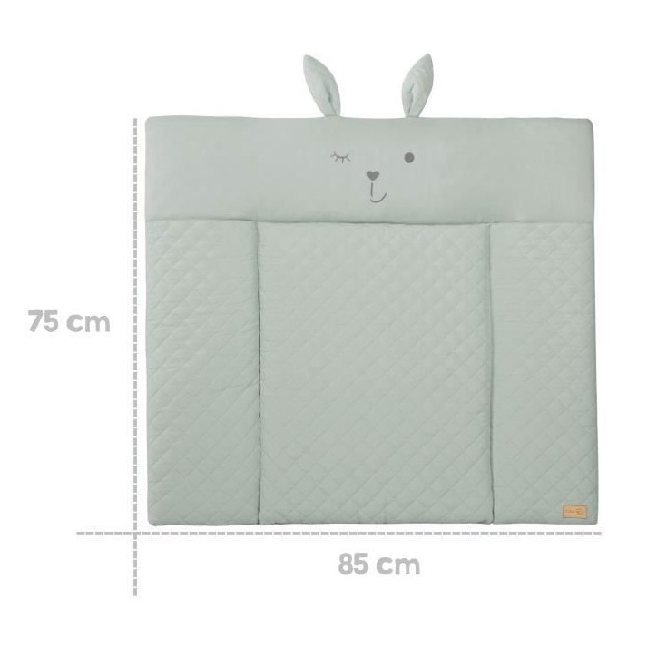 Matelas a langer - ROBA - Visage de lapin - 85 x 75 cm - Vert givré Matelas a langer - ROBA - Visage de lapin - 85 x 75 cm - Vert givré
