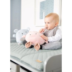 Matelas a langer - ROBA - Visage de lapin - 85 x 75 cm - Vert givré