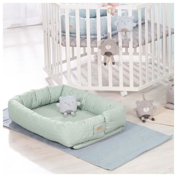 Nid d'ange 3-en-1 - ROBA - Lit de voyage, tour de lit ou matelas a langer - Vert givré Nid d'ange 3-en-1 - ROBA - Lit de voyage, tour de lit ou matelas a langer - Vert givré