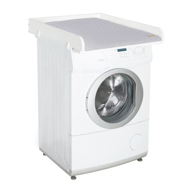 Plan a langer - ROBA - Pour machines a laver - Matelas 'Roba Style' gris inclus - Bois blanc Plan a langer - ROBA - Pour machines a laver - Matelas 'Roba Style' gris inclus - Bois blanc