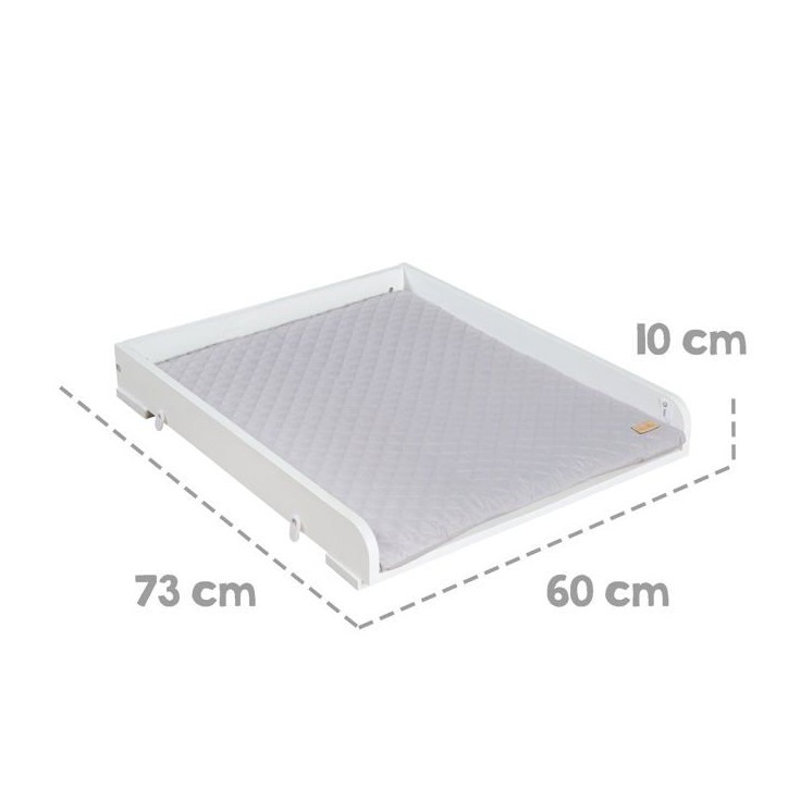 Plan a langer - ROBA - Pour machines a laver - Matelas 'Roba Style' gris inclus - Bois blanc Plan a langer - ROBA - Pour machines a laver - Matelas 'Roba Style' gris inclus - Bois blanc