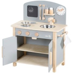 Cuisine enfant en bois - ROBA - Avec plaque de cuisson, four, évier,