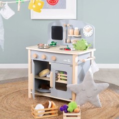 Cuisine enfant en bois - ROBA - Avec plaque de cuisson, four, évier,