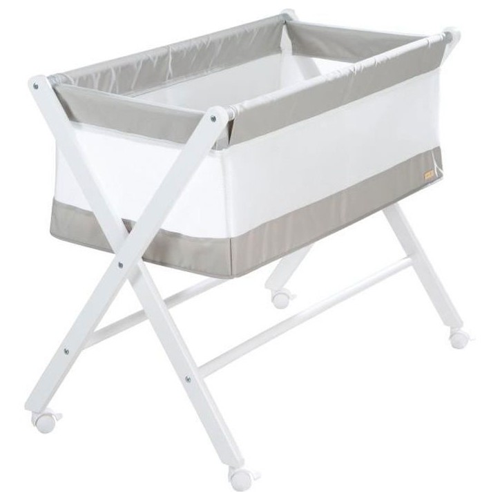 Berceau Cododo Pliable - ROBA - Toile et maille - Matelas et roulettes a freins - 90 x 45 cm - Gris / Blanc Berceau Cododo Pliable - ROBA - Toile et maille - Matelas et roulettes a freins - 90 x 45 cm - Gris / Blanc
