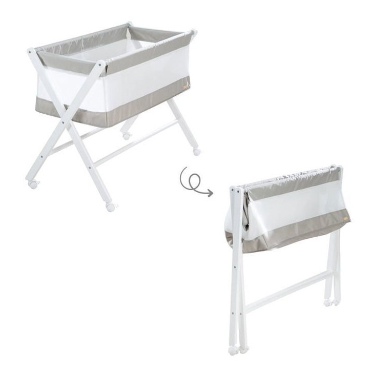 Berceau Cododo Pliable - ROBA - Toile et maille - Matelas et roulettes a freins - 90 x 45 cm - Gris / Blanc Berceau Cododo Pliable - ROBA - Toile et maille - Matelas et roulettes a freins - 90 x 45 cm - Gris / Blanc