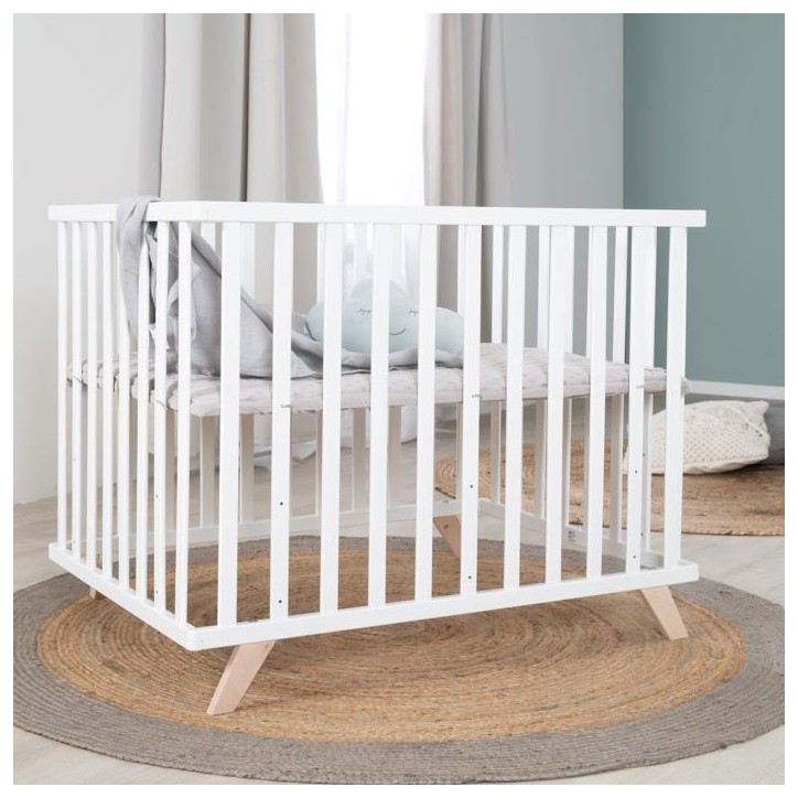 Parc bébé - ROBA - 75 x 100 cm - Tapis de parc 'Lil Planet' gris inclus - Bois laqué blanc Parc bébé - ROBA - 75 x 100 cm - Tapis de parc 'Lil Planet' gris inclus - Bois laqué blanc