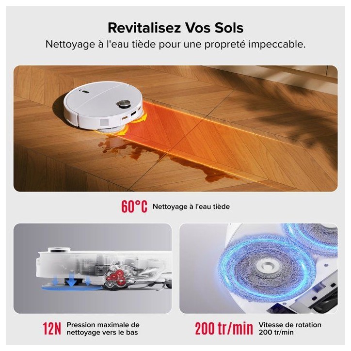 Aspirateur Robot Laveur - Roborock Qrevo Curv 2 ProX - Autonomie 180 min - 25 000 Pa - Navigation LiDAR - Collecteur 470 ml Aspirateur Robot Laveur - Roborock Qrevo Curv 2 ProX - Autonomie 180 min - 25 000 Pa - Navigation LiDAR - Collecteur 470 ml