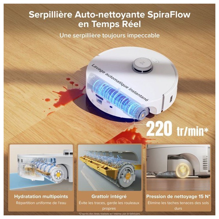 ROBOROCK Qrevo Curv 2 FlowX - Aspirateur Robot Laveur - 20.000 Pa - Nettoyage SpiraFlow - Double Anti-Enchevetrement ROBOROCK Qrevo Curv 2 FlowX - Aspirateur Robot Laveur - 20.000 Pa - Nettoyage SpiraFlow - Double Anti-Enchevetrement
