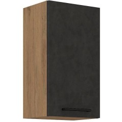 Meuble haut ROCK - Mélaminé décor chene lancelot et gris matera - 1
