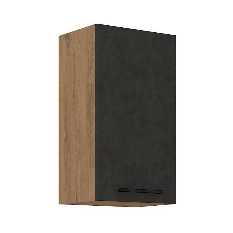 Meuble haut ROCK - Mélaminé décor chene lancelot et gris matera - 1