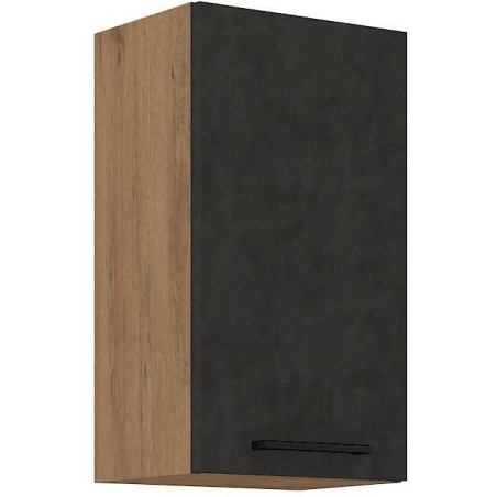 Meuble haut ROCK - Mélaminé décor chene lancelot et gris matera - 1