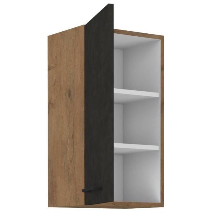 Meuble haut ROCK - Mélaminé décor chene lancelot et gris matera - 1 porte - L40 x H72 cm Meuble haut ROCK - Mélaminé décor chene lancelot et gris matera - 1 porte - L40 x H72 cm