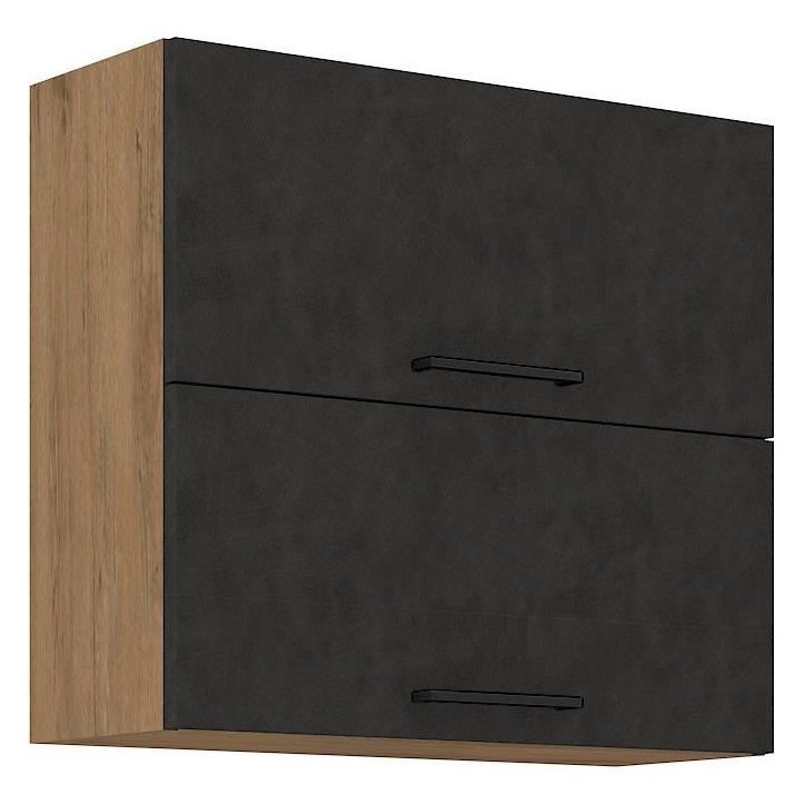 Meuble haut ROCK - Mélaminé décor chene lancelot et gris matera - 2 portes - L80 x H72 cm Meuble haut ROCK - Mélaminé décor chene lancelot et gris matera - 2 portes - L80 x H72 cm
